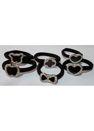 Черная резинка для волос (ва1923) фигуры+стразы