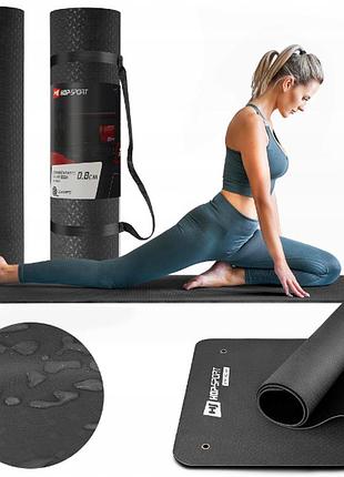 Коврик для йоги и фитнеса (йога мат) с отверстиями hop-sport tpe 0,8 см hs-t008gm двухсторонний черный