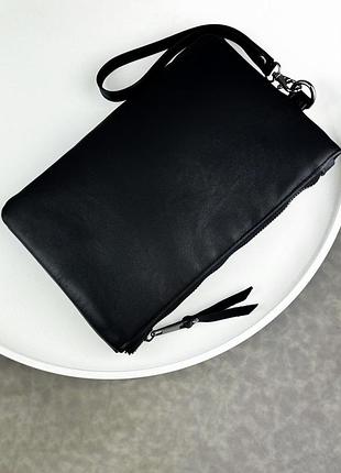Шкіряний клатч із натуральної гладкої шкіри skill (чорний)