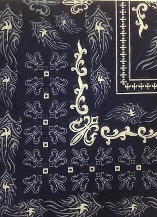 Тёмно синяя бандана - платок летняя из хлопка с рисунком размер 55 х 55 см