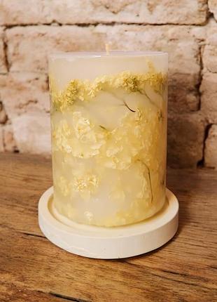 "гортензия спокойствия" – декоративная свеча на подставке, с ароматом мята