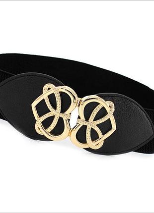 Женский ремень тканевой черный (резинка)( 4189 )