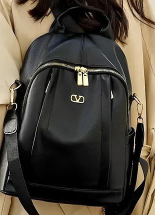 Жіночий стильний рюкзак шкіряний davito чорний