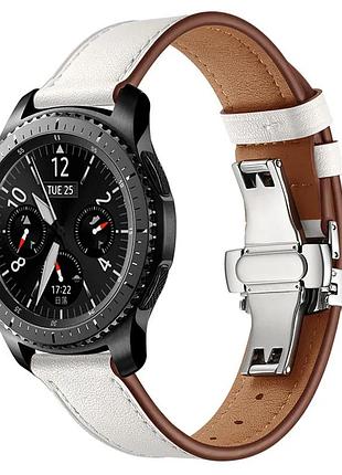 Шкіряний ремінець samsung galaxy watch 3 45mm / gear s3 frontier / galaxy watch 46 мм і д. білий
