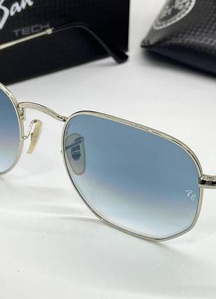 Солнцезащитные очки rb3548 голубой градиент линзы минеральное стекло в серебристой оправе