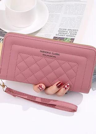 Женский кожаный кошелек з ременем для руки fashion classic | dl2236-2