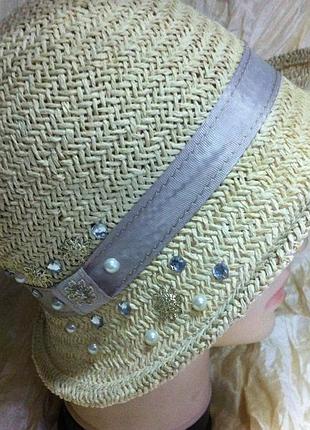 Летняя женская шляпа из натуральной соломки от солнечных лучей