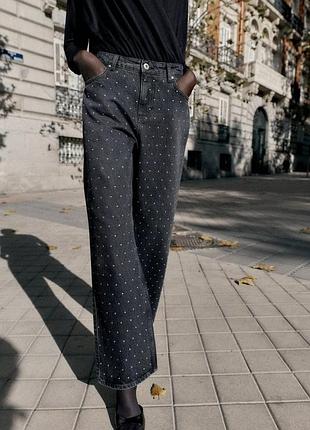 Джинсы z1975 loose straight высокая посадка с блестками