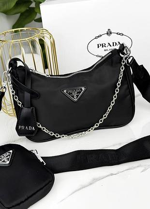 Женская сумочка багет prada городская багетная сумка из нейлона прада брендовая для девушки через плечо