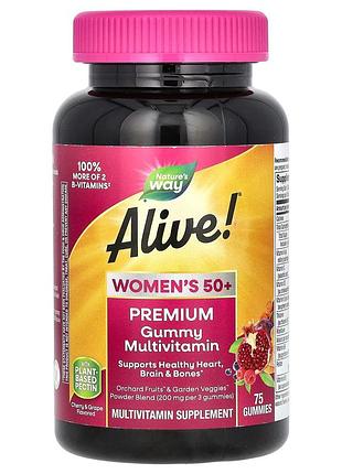 Мультивитамины для женщин alive! women's 50+, nature's way, вишня и виноград, 75 жевательных конфет
