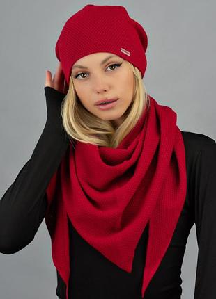 Комплект шапка и косынка "милена" (5163-5) красный