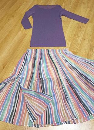 Юбка плиссе zara trf + топ сетка с двойным передом (в подарок).