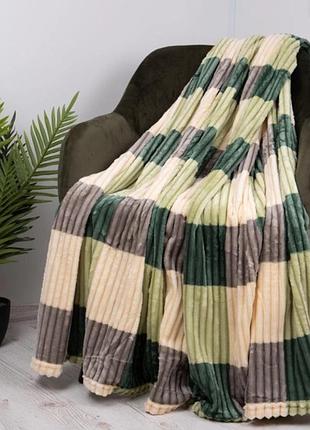 Плед евро koloco "шарпей цветной" 200 х 220 (37024) зеленые + салатовые квадраты