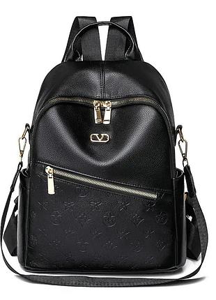 Жіночий стильний рюкзак з візерунками davito чорний