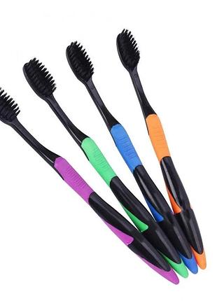 Набор бамбуковых зубных щеток нано black 4шт