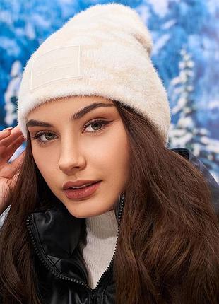 Двухцветная шапка "далматинец" (5144) кремовый + белый