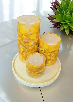 "золотое спокойствие" – набор свечей на подставке, с ароматом тюльпан