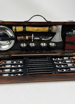 Набор шампуров в кейсе "венге" у дерев'яному кейсі, подарунок чоловікові, шефу, зятю, другові