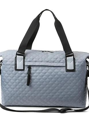 Дорожная женская сумка стеганая серая 22 литра