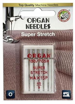 Голки швейні для стрейча, лайкри organ super stretch №65 для побутових швейних машин блістерна упаковка 5 шт (7023)