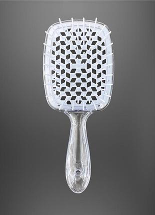 Расчёска superbrush для нарощенных волос. продувная, прозрачная/белая