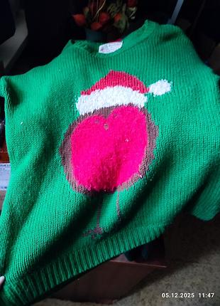 Новогодний свитер птичка