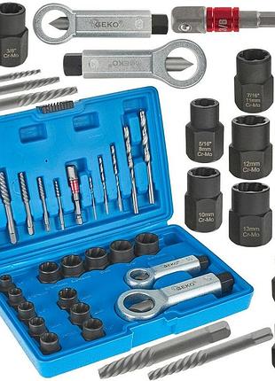 Екстрактори для зламаних гвинтів , гайок і шпильок , 26 елементів geko g30036 польща