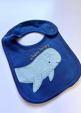 Нагрудник слюнявчик універсальний розмір бавовняний синій кит