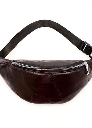 Поясная сумка (бананка) женская натуральная кожа темно коричневый( 0679 )