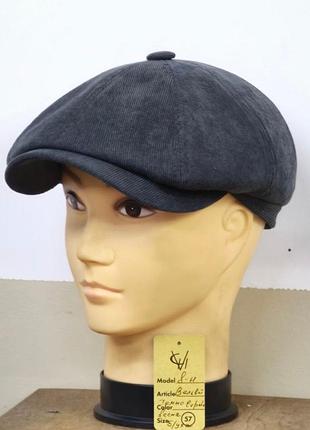 Кепка чоловіча восьмиклинка хуліганка вельветова темно-сіра демісезонна comfort heads весна осінь слімтекс 60