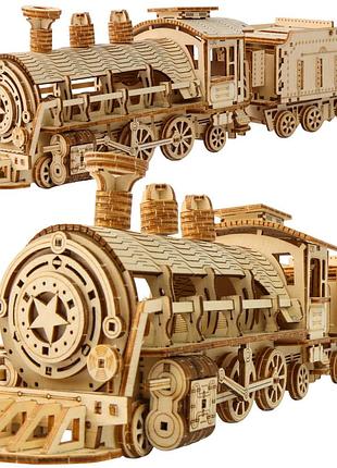 Деревянный конструктор паровоз с тендером kruzzel 282 элемента