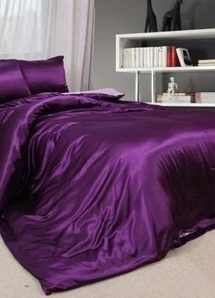 Постельное белье шелковый атлас dark lilac семейный