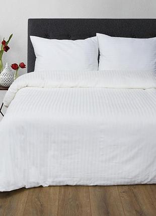 Постільна білизна сатин-страйп 1*1 біла lotus двоспальний євро