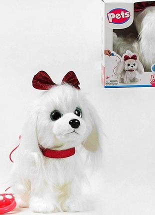 Музыкальная собачка на поводке ходит гавкает виляет хвостом для детей