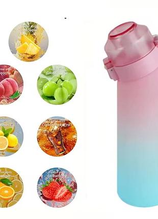 Пляшка для води спортивна пластикова з ароматизаторами 650 мл рожево-блакитний градієнт