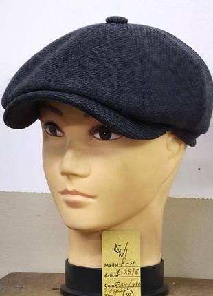 Кепка шерстяная мужская восьмиклинка хулиганка пальтовая ткань 25/5 тёплая comfort head осень зима флис уши 59