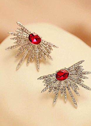 Сережки біжутерія вечірня червоні зірки