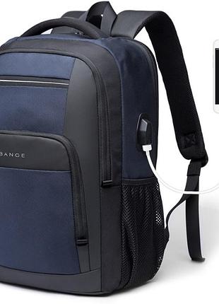 Рюкзак bange bg1922 городской дорожный влагозащищенный usb синий 30 л