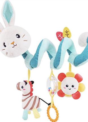 Подвесная игрушка-спираль для детской кроватки коляски игрового центра голубой зайчик