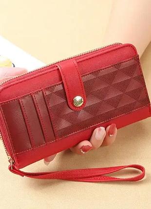 Женский кошелек кожаный красный fashion | yc979-5