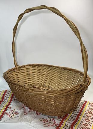 Корзина овальная плетеная из лозы с ручкой, пасхальная для пикника и пр. 44х31х45 см н1840 большая плетёная к