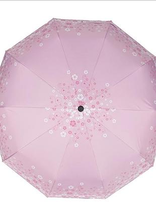 4669парасолька жіноча компактна двостороння пудра з квітковим принтом, автомат, 3 складання 10 спиць з пружиною антивітер
