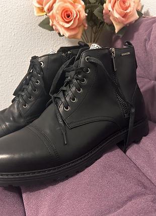 Кожанные мужские зимние ботинки с натуральным мехом