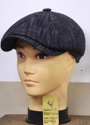 Кепка мужская восьмиклинка хулиганка джинсовая чёрная демисезонная comfort heads весення осенняя слимтекс 59