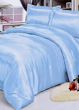 Постельное белье шелковый атлас blue двуспальный