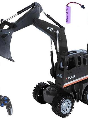 Радиоуправляемый экскаватор на колесах игрушка с аккумулятором