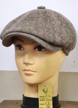 Кепка шерстяная мужская восьмиклинка хулиганка шерсть италия 3 тёплая comfort heads осень зима флис уши 60