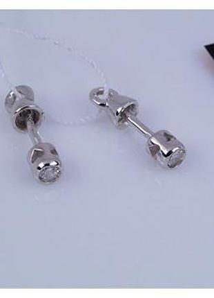 Серьги серебряные гвоздики-пуссеты с фианитами 925 пробы.
