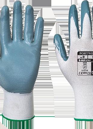 Рабочие перчатки с нитриловым покрытием flexo grip a310 серый/белый , xs