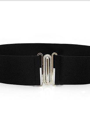 Женский ремень тканевой черный (резинка)( 4185 )